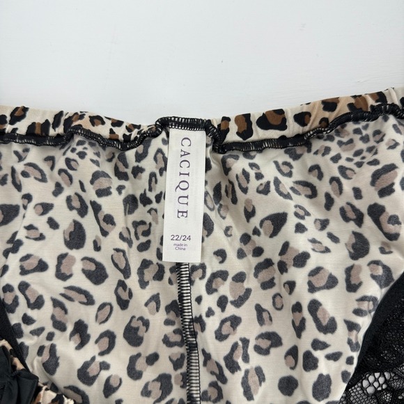 Cacique Tanga Skirt Style Panty Lace Trim Leopard Print Size 22-24 Plus Size NEW - Picture 4 of 5